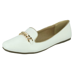 Ladies Spot On Chain Trim Flat Ballerina Shoes F80015