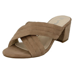 Ladies Anne Michelle Mid Heel X Strap Vamp Mule Sandals
