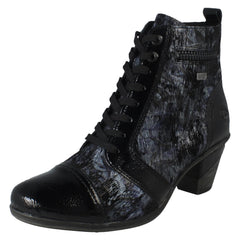 Ladies Remonte Metallic Print Heeled Boots D8797