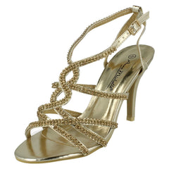 Ladies Anne Michelle Heeled Ankle Strap Sandal Shoes