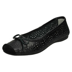 Ladies Spot On Detailed Ballerina Flats F8006
