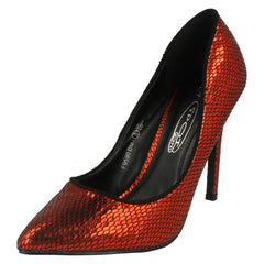 Ladies Spot On High Heel Pointed Toe Snake Design Court Shoes