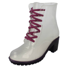 Ladies Spot On Mid Heel Wellington