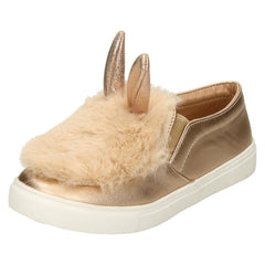 Girls Spot On Fur & Glitter Bunny Ear Shoes