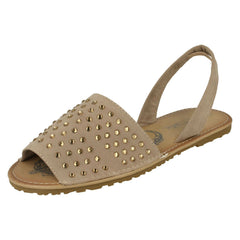 Ladies Spot On Elasticated Slingback Open Toe Flat Sandals