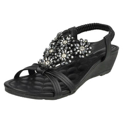 Ladies Savannah Mid Wedge Strappy Sandals F10792