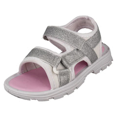 Girls Spot On Hook & Loop Strap Glitter Sandals H0366