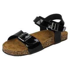 Girls Spot On Flat Buckle Strap Sandals