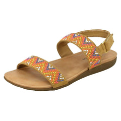 Girls Spot On Flat Aztec Slingback Sandals