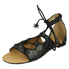 Ladies Spot On Snake Print Flat Sandals