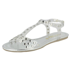 Ladies Spot On Flat Studded Jelly Sandal