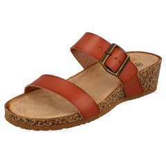 Ladies Down To Earth Mid Wedge Mule Sandals F12087