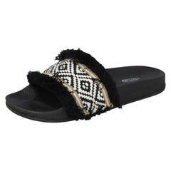 Ladies Spot On Fringe Trim Sliders