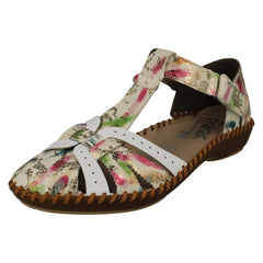 Ladies Rieker Cut Out Detailed T-Bar Summer Shoes M1650