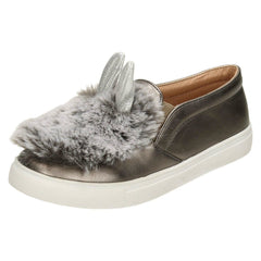 Girls Spot On Fur & Glitter Bunny Ear Shoes