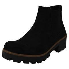 Ladies Rieker Chunky Gusset Detailed Heeled Ankle Boots 79265