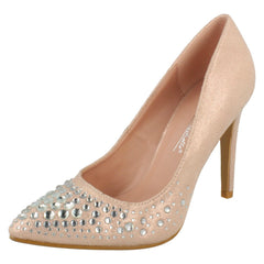 Ladies Spot On Diamante Court Shoes F90061