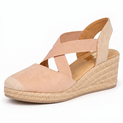 Ladies Savannah Comfort Cross Strap Espadrille Wedge Sandals F2314