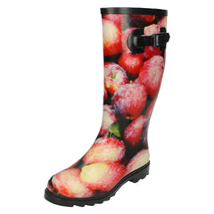 Ladies Spot On Apple Print Wellington Boot