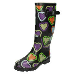 Ladies Spot On Heart Print Wellington Boots