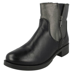 Ladies Spot On Mid Heel Ankle Boots