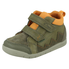 Boys Clarks Hook & Loop Casual Ankle Boots Rex Park