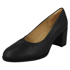 Ladies Clarks Slip On Block Heeled Court Shoes Freva55 Court
