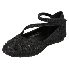 Girls Spot On Glitter Flat Ballerina Party Shoes H2335