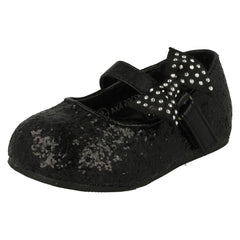 Girls Spot On Glitter Bow Detail Party Flats