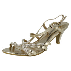 Ladies Anne Michelle Diamante Detail Cross Over Heels