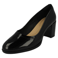 Ladies Clarks Slip On Block Heeled Court Shoes Freva55 Court