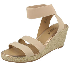 Ladies Savannah Elastic Ankle Strap Wedges
