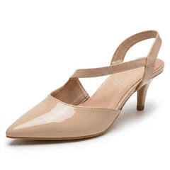 Ladies Spot On Slip On Pointed Summer Strappy Low Heeled Shoes F90145