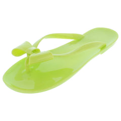 Ladies Spot On Flat Bow Trim Toepost Jelly Sandal