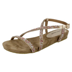 Ladies Leather Collection Diamante X Strap Sandals