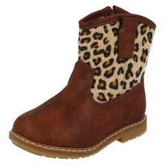 Infant Girls Spot On Zipped Cowboy Style Printed Boots