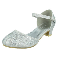 Girls Spot On Buckle Ankle Strap Glitter Shoes H3084