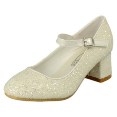 Girls Spot On Heeled Sparkly Dolly Shoes H3057
