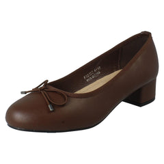 Ladies Spot On Short Heel Bow Detailed Court Shoes F90152
