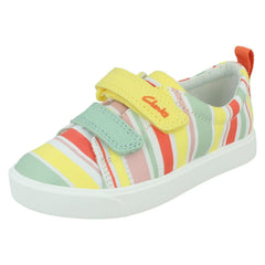 Childrens Clarks Hook & Loop Fastening Canvas Shoes City Bright