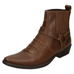Mens Maverick Leather Ankle Cowboy Boots A3003