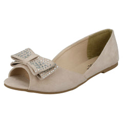 Ladies Spot On Peep Toe Ballerinas