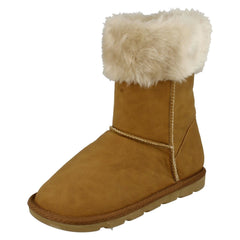 Girls Spot On Faux Fur Trim Casual Boots