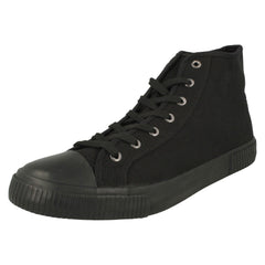 Mens Spot On Lace Up Hi Top Canvas Shoes A3076
