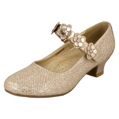 Girls Spot On Glittery Mid Heel Party Shoes