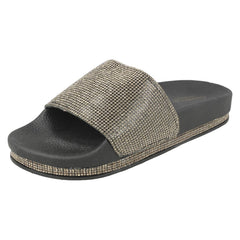 Ladies Savannah Diamante Slider Mules