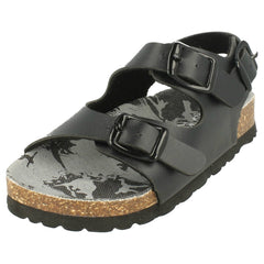 Boys JCDees Flat Footbed 2 Buckle Strap Mule Sandal