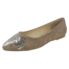 Ladies Spot On Flat Pointed Toe Ballerinas