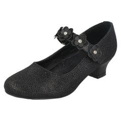 Girls Spot On Glittery Mid Heel Party Shoes