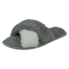 Ladies Spot On Fluffy Mule Slippers X2122